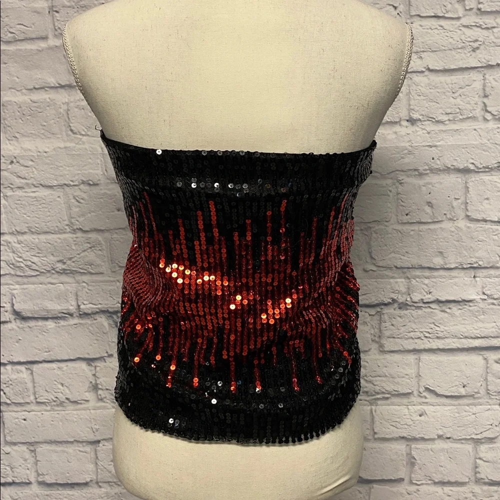 Sans Souci Black and Red Sequin Crop Top Sz S - Picture 4 of 7